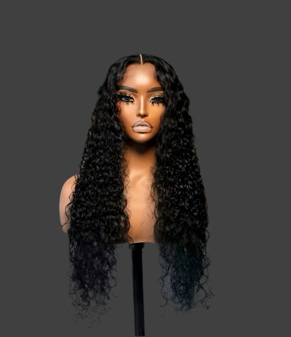 24” Deepwave Curly Wig-13x4 Transparent Lace Glueless Human Hair Wig