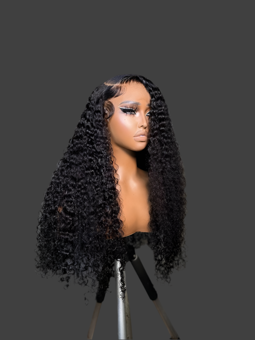 26” Deepwave Curly Wig-13x4 Transparent Lace Glueless Human Hair Wig