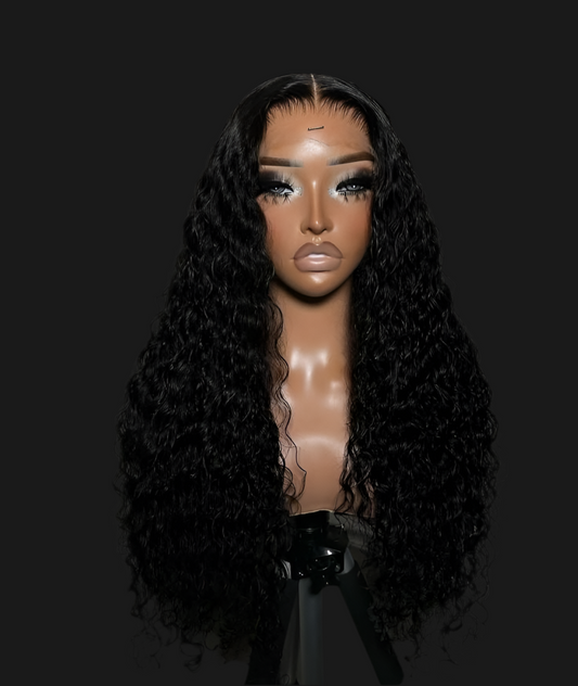 24” Deepwave Curly Wig-13x4 Transparent Lace Glueless Human Hair Wig