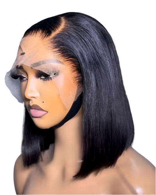 14” Silky Straight Bob Wig-13x4 Transparent lace Glueless Human Hair Wig