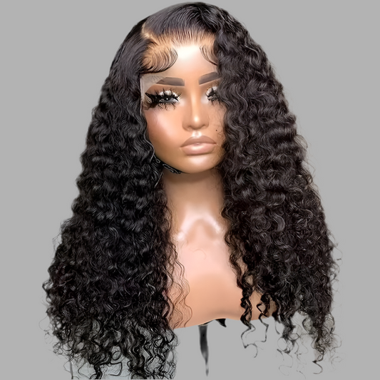 22” Deepwave Curly Wig-13x4 Transparent Lace Glueless Human Hair Wig