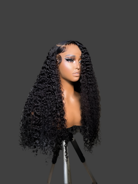 26” Deepwave Curly Wig-13x4 Transparent Lace Glueless Human Hair Wig