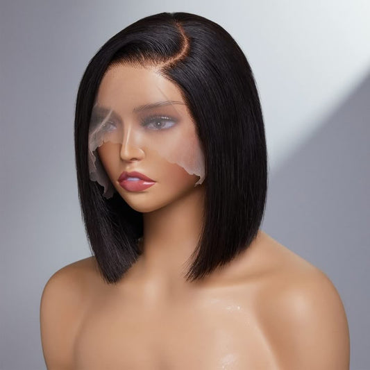 12” Silky straight bob wig-13x4 Transparent Lace Glueless Human Hair Wig