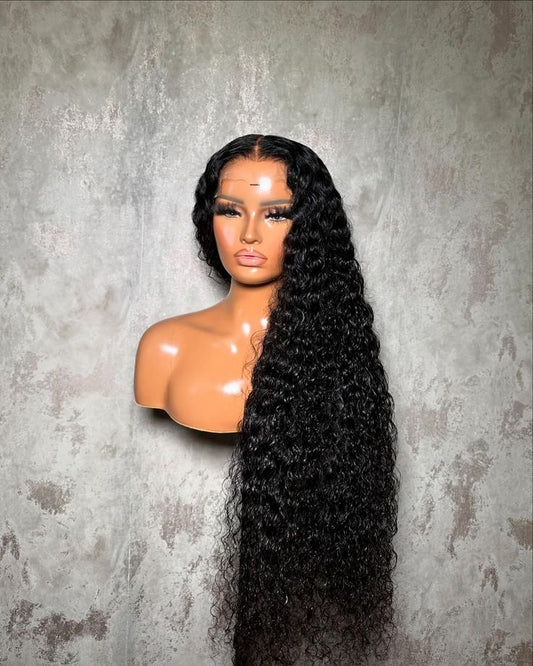 30” Deepwave Curly Wig-13x4 Transparent Lace Glueless Human Hair Wig